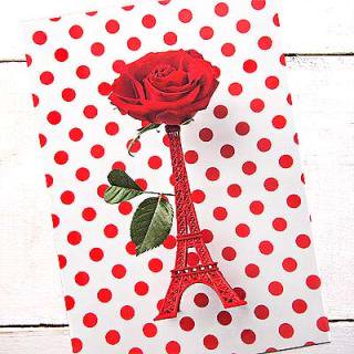 バレンタイデー＆ホワイトデー ギフト 贈り物 雑貨 フランス エッフェル塔　ポストカード ローズ バラ （Roses rouges et la Tour Eiffel）