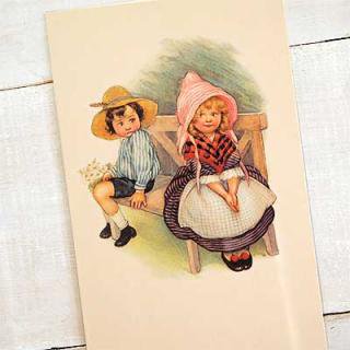 フランス 雑貨 フランスポストカード ベンチ 幼馴染 幼子（Embarrasse）