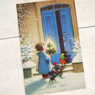 フランスポストカード フランス クリスマス ポストカード 門 クリスマスツリー （Joyeux Noel I ）