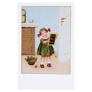 絵本・挿絵系 フランスポストカード 黒板 キノコ クローバー入学 お祝い（J'etudie D）