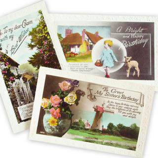 イギリス 雑貨 イギリス アンティーク ポストカード３枚セット【Fille et moutons】