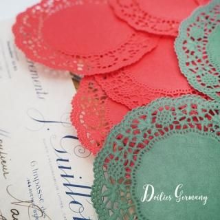 ドイツ 輸入レースペーパー【クリスマス 直径10cm 2色／10枚セット】
