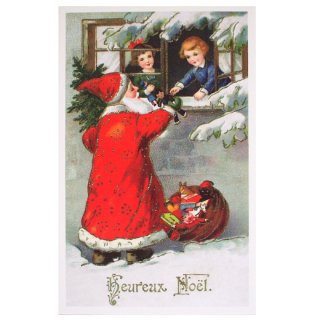 クリスマス（Xmas） 輸入 雑貨  フランスポストカード サンタクロース プレゼント（Nuit de Noel 3）