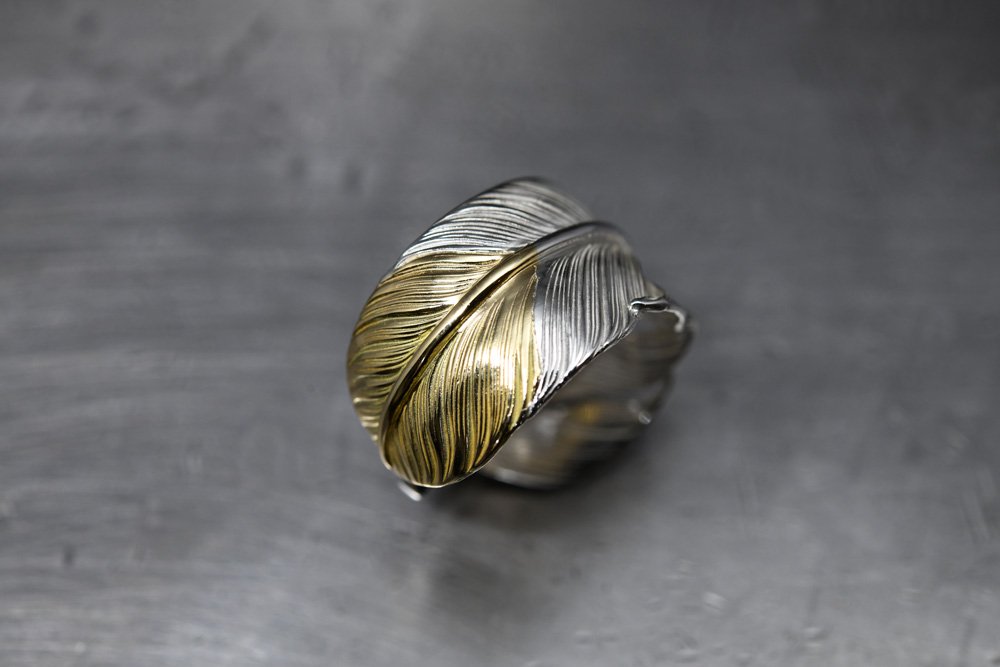 Flight feather ring / 925svk18yg top 01