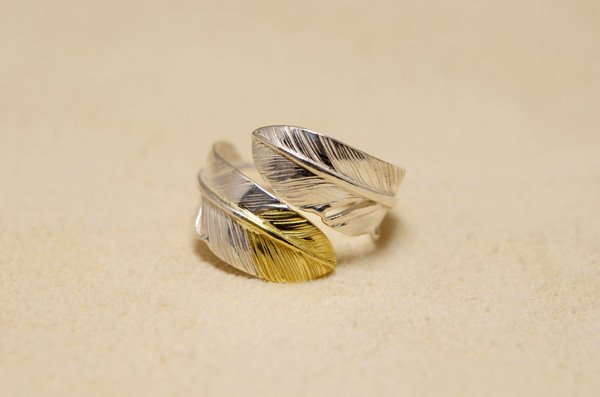small size feather ring 925/K18 top