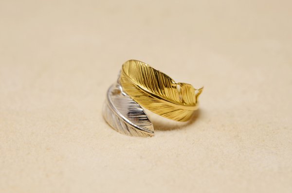 small size feather ring 925/K18