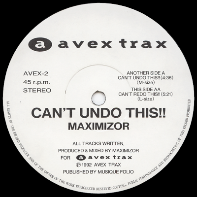 maximizor can't undo this 94 12インチ レコード