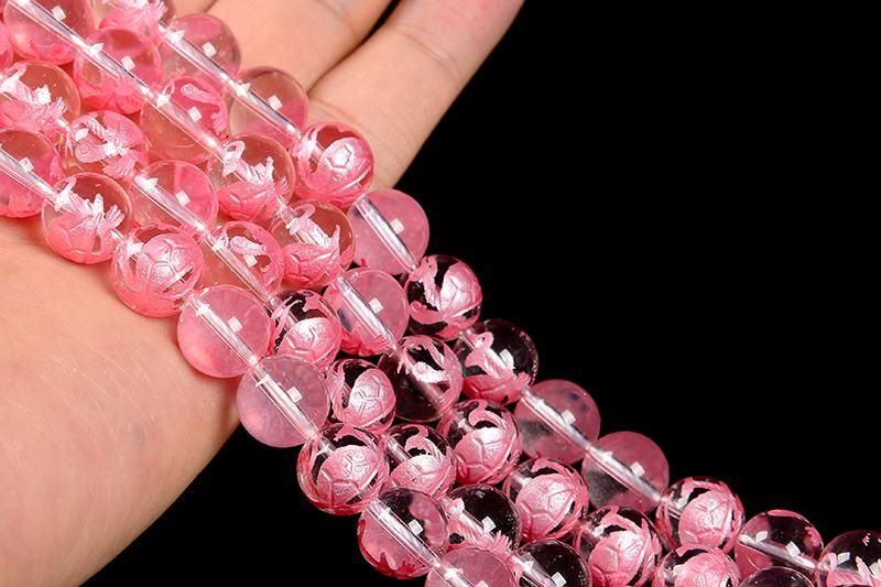 12mm ピンク彫桜水晶 天然石 12mm ピンク彫桜水晶 天然石