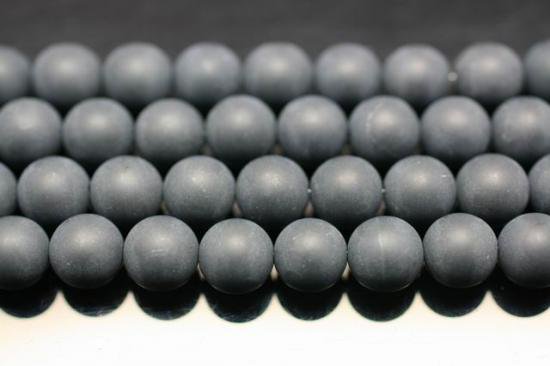 フロストブラックオニキス丸玉ビーズ8mm - 天然石の卸販売|天然石直送市場