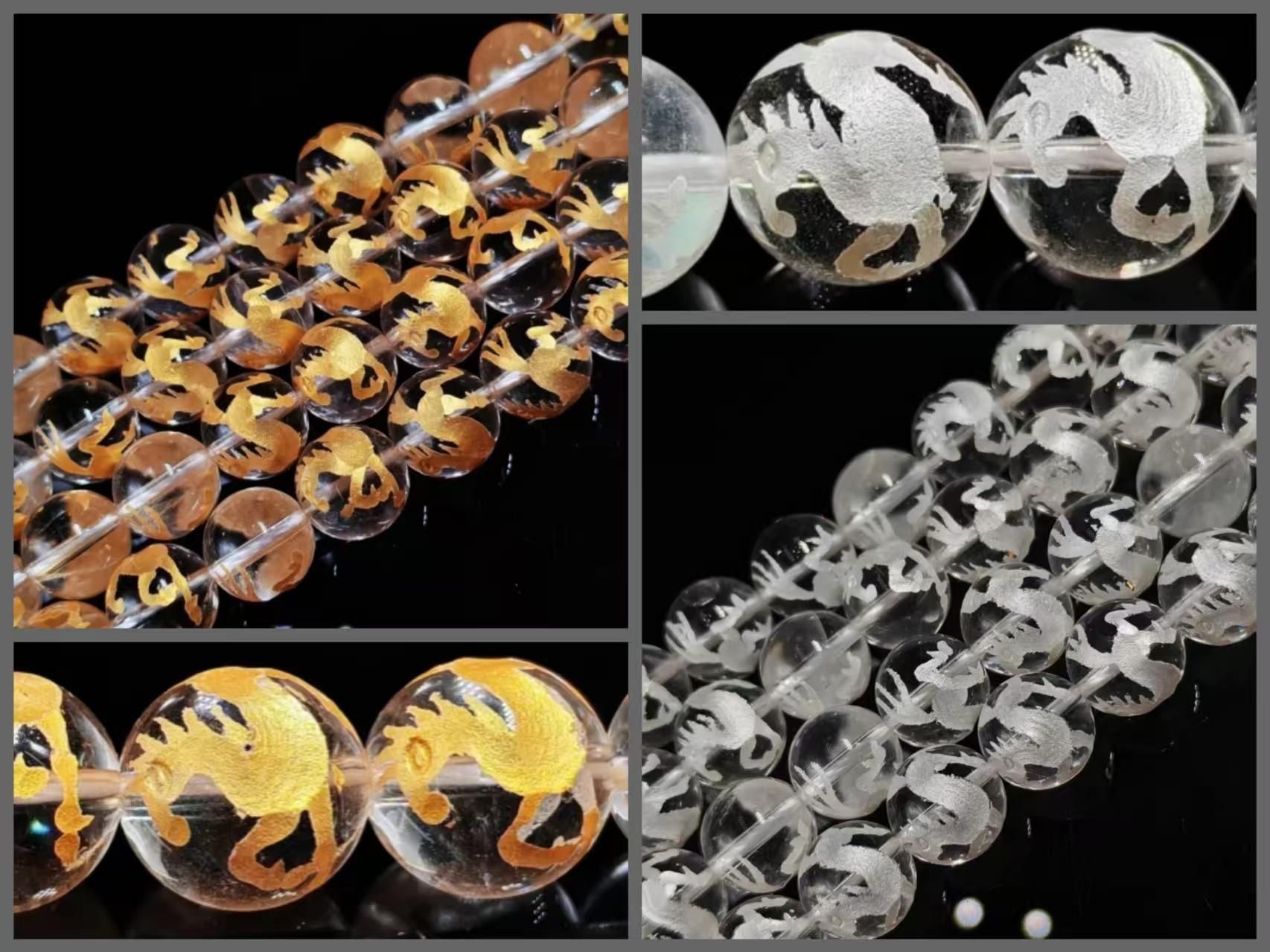 【2026年 馬年 記念彫刻ビーズ】天然水晶 彫刻ビーズ