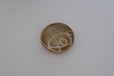 灰釉線描 楕円皿 (小) 009 - 山田 洋次（Yoji Yamada）