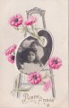 Carte Postale Ancienne＊お花で飾ったフレームの女の子