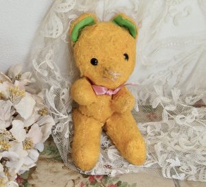 黄色JPMクマちゃん＊緑耳＊フランス＊１５cm - BLEU CURACAO FRANCE