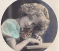 Carte postale ancienne＊ネコと遊ぶ女の子