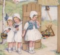 Carte postale ancienne＊ウサギが守る復活祭のタマゴを見つけた少女たち