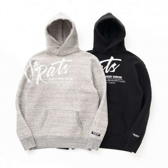 RATS SCRIPT BIG LOGO CROSS NECK HOODIE | hartwellspremium.com