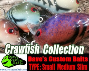 ڥץ ڡۡDave's Custom Baits/Black Market Balsa Crawfish  Collection