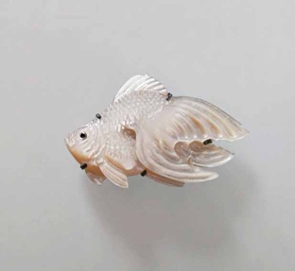 アンティーク帯留め・白蝶貝　金魚 - はきもの・きもの 弥生