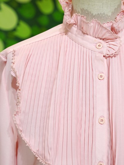 COMME des GARCONS】レア 丸襟 ピンクフリルシャツシャツ - トップス
