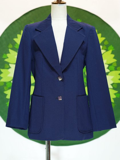 紺色四角ボタン大きめラペルのテーラードジャケット - メトロポリタン オンライン（レトロ・ヴィンテージ古着 通販）