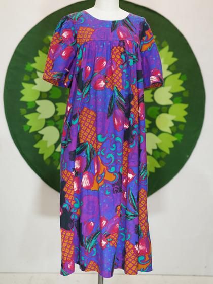 昭和レトロ花柄ノースリーブワンピースカラフルグラデーションマルチカラー古着 昭和レトロ花柄ノースリーブワンピースカラフルグラデーション