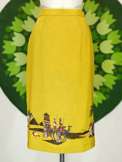 古着｜フリルスカート 花柄 ストライプ マルチカラー 可愛い