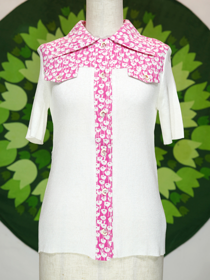 古着 ビンテージ 80s USA ピンク ラメ ニット セーター 花柄 レディース 古着 80s NewZealand製 花 フラワー 刺しゅう ウール