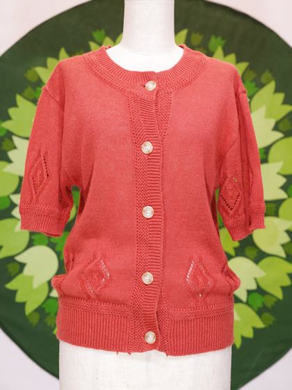 90s【VINTAGE】アメリカ古着　ニットセーター花柄　バラ柄　ノースリーブ レディース 古着 90s CHAUS SPORT カラフル クロッシェ ニット
