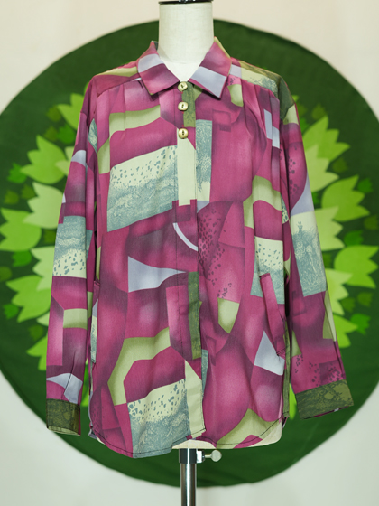 80’s ヴィンテージ フラワーパターン　ポリブラウス　上品　上質 30%OFF】bright ribbon blouse～ﾌﾞﾗｲﾄﾘﾎﾞﾝﾌﾞﾗｳｽ | flower