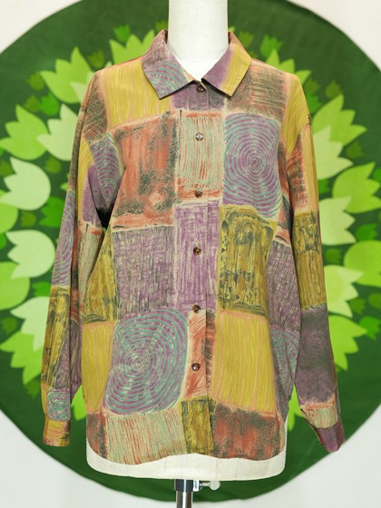 80’s ヴィンテージ フラワーパターン　ポリブラウス　上品　上質 30%OFF】bright ribbon blouse～ﾌﾞﾗｲﾄﾘﾎﾞﾝﾌﾞﾗｳｽ | flower