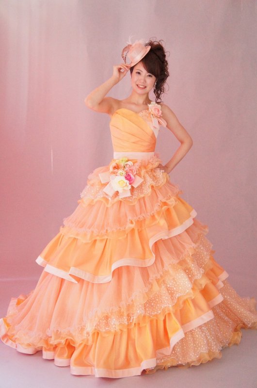 カラードレス ｵﾚﾝｼﾞ - オリジナルウェディングドレス・レンタル衣装 