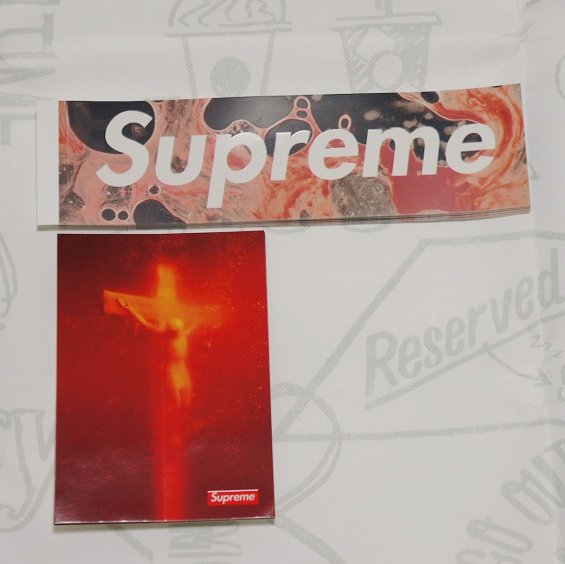 Supreme Blood And Semen Box Logo / Piss Christ Sticker - Supreme