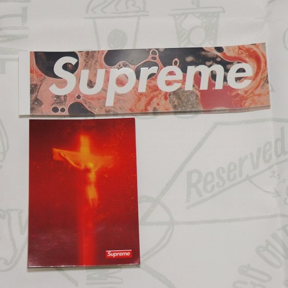 Supreme Blood And Semen Box Logo / Piss Christ Sticker