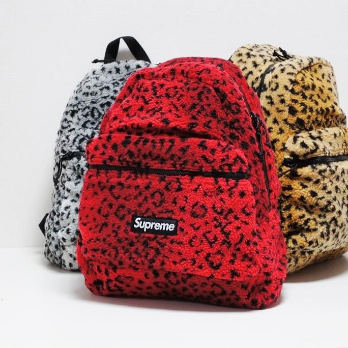 バッグ新品未使用Supreme Leopard Fleece BackPack /白