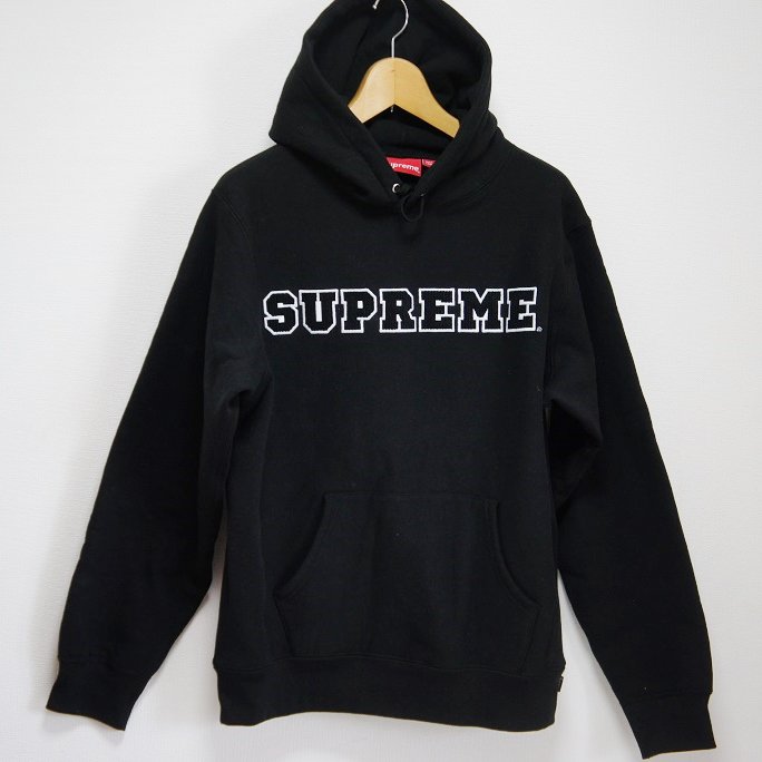 XL)Supreme Cord Collegiate Logoスウエットシャツ黒