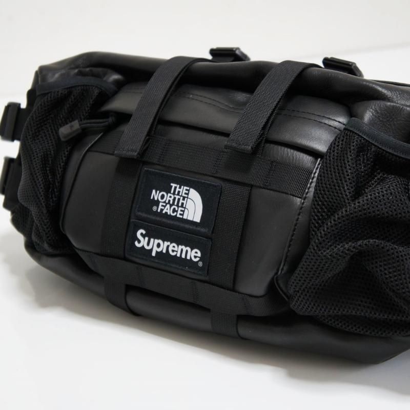 supreme north face leather waist bag 黒ウエストポーチ - ウエストポーチ