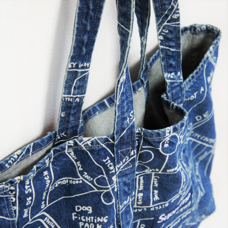 gonz map denim tote