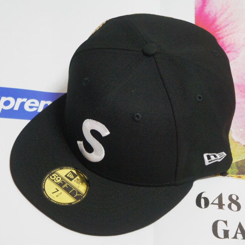 supreme s logo new era 7 1/2 黒　ブラック帽子