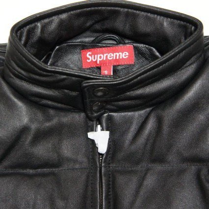 Supreme leather sale down jacket