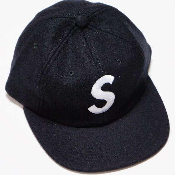 supreme wool s logo 6-panel cap ブラック