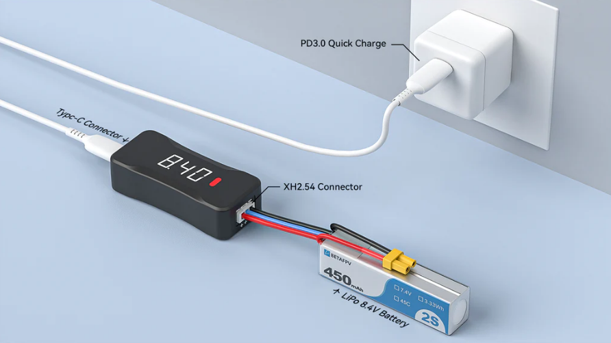 BETAFPV 2S Battery Charger and Voltage Tester