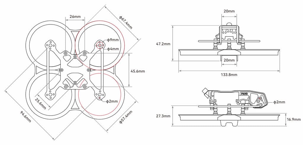 BETAFPV Pavo20 Pro Brushless Whoop Frame