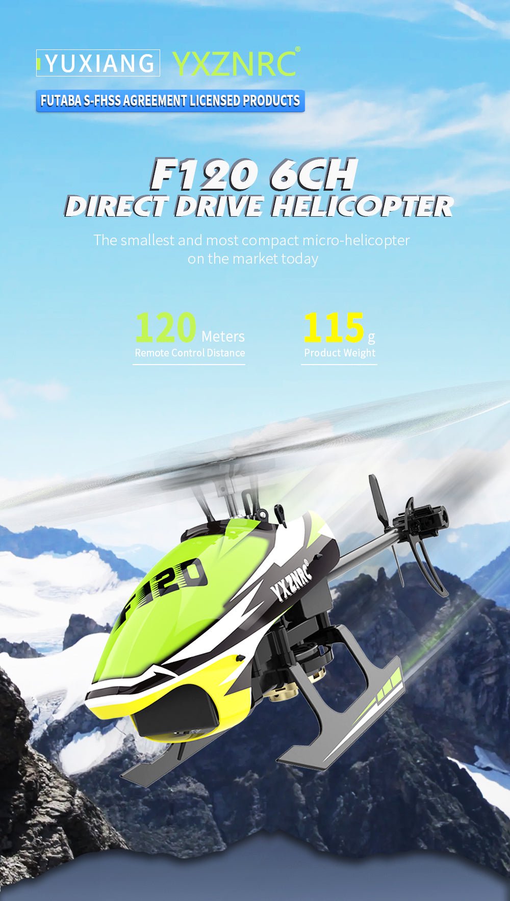Yuxiang F120 V2 RC Helicopter w/SFHSS-BNF