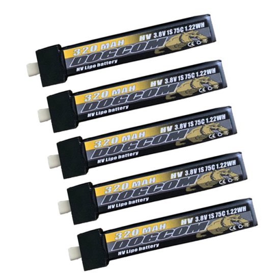 DOGCOM HV 320mAh 75C 1S 3.8V FPV リポバッテリー 1個/5個セット [