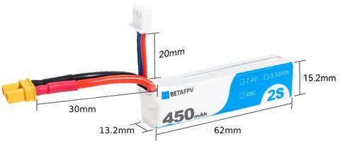 BETAFPV バッテリー 450mAh 2S 45C リポバッテリー