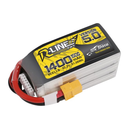 Tattu R-Line Version 5.0 1400mAh 22.2V 150C 6S1P Lipo Battery Pack 