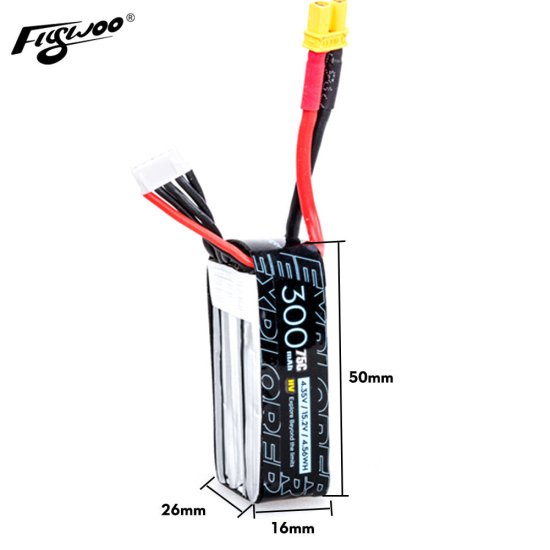 FLYWOO Explorer 300 mAh HV 4s 75 リポバッテリー( 2個入り )