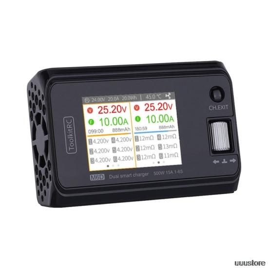 M6d デュアルスマートチャージャー ToolkitRC M6D 500W 15A DC Dual Channel Charger