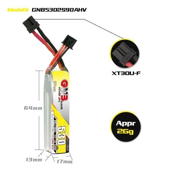GNB POWER LIPO 530mAh 2S 7.6V 90C XT30 リポバッテリー