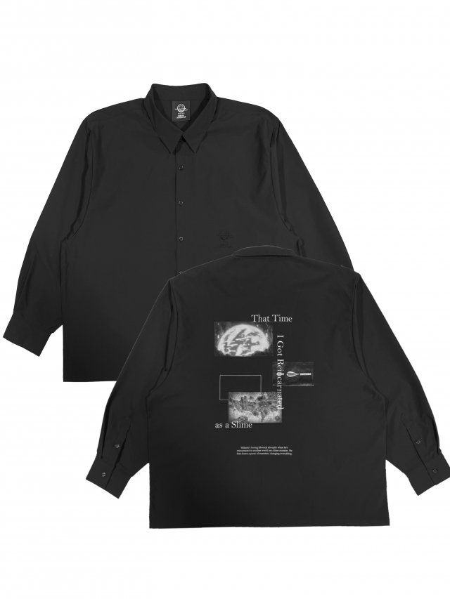 【数量限定即売商品】MITSUTSUKI - 転スラ 白黒プリント 長袖シャツ ブラック